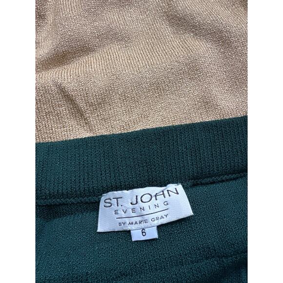 St.  John Evening Dark Green Santana Pleated Pants Size 6 - Picture 1 of 5